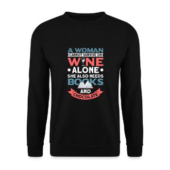 Book lover design with books for literature - Unisex Sweatshirt - black - Front - Alina (178cm) & Michal (187cm)