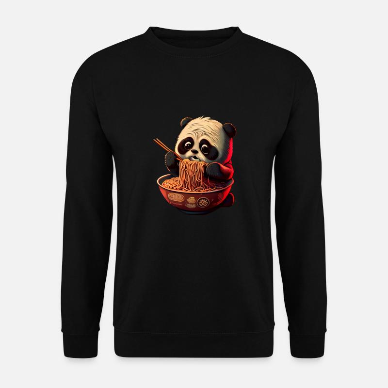 But first Ramen süße Panda isst Ramen - Unisex Pullover - Schwarz