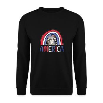 4 juillet American Raccoon for Kids USA - Sweat-shirt Unisexe - noir - Devant - Alina (178cm) & Michal (187cm)