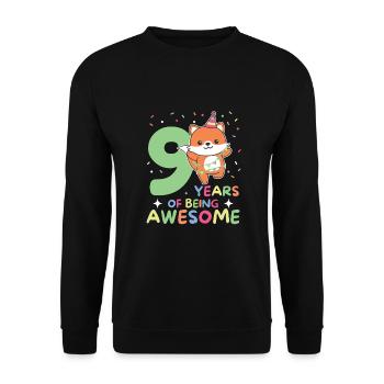 Fuchs zum 9. Geburtstag Kinder neun Jahre alt - Unisex Pullover - Schwarz - Vorne - Alina (178cm) & Michal (187cm)