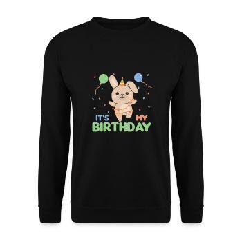 Lapin d’anniversaire pour les enfants c’est mon anniversaire - Sweat-shirt Unisexe - noir - Devant - Alina (178cm) & Michal (187cm)