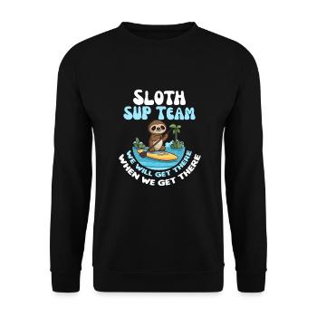Sloth SUP Team amusant paresseux pagayant - Sweat-shirt Unisexe - noir - Devant - Alina (178cm) & Michal (187cm)