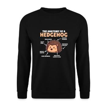 süßer Igel Erklärung Anatomy of a Hedgehogs - Unisex Pullover - Schwarz - Vorne - Alina (178cm) & Michal (187cm)