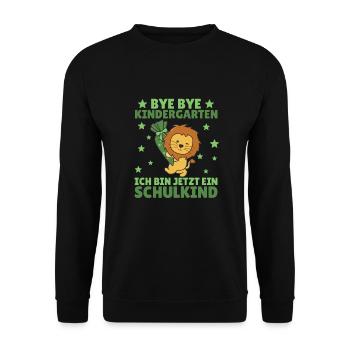bye bye Kindergarten ich bin jetzt ein Schulkind - Unisex Pullover - Schwarz - Vorne - Alina (178cm) & Michal (187cm)