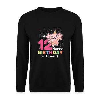 Axolotl for 12th birthday children twelve years old - Unisex Sweatshirt - black - Front - Alina (178cm) & Michal (187cm)