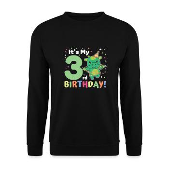 Drache zum 3. Geburtstag Kinder drei Jahre alt - Unisex Pullover - Schwarz - Vorne - Alina (178cm) & Michal (187cm)