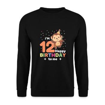 Monkey for the 12th birthday for children twelve years old - Unisex Sweatshirt - black - Front - Alina (178cm) & Michal (187cm)