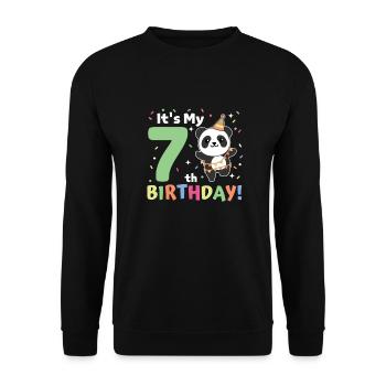 Panda for 7th birthday children seven years old - Unisex Sweatshirt - black - Front - Alina (178cm) & Michal (187cm)