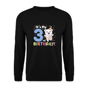 Polar bear for 3rd birthday children three years old - Unisex Sweatshirt - black - Front - Alina (178cm) & Michal (187cm)