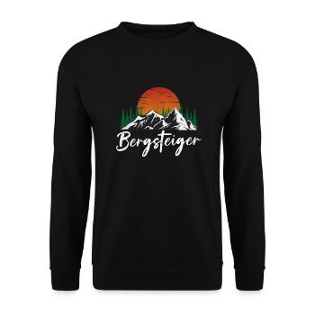 Bergsteiger Design Berg mit Sonne und Wald - Unisex Pullover - Schwarz - Vorne - Alina (178cm) & Michal (187cm)