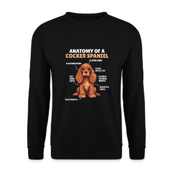Explication du chien Anatomie d’un cocker Spaniel - Sweat-shirt Unisexe - noir - Devant - Alina (178cm) & Michal (187cm)