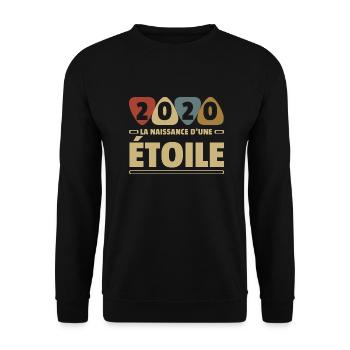 2020 date de naissance / anniversaire année 2020 - Sweat-shirt Unisexe - noir - Devant - Alina (178cm) & Michal (187cm)