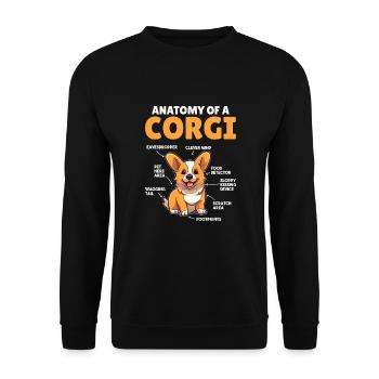 Dog explanation Anatomy of a Corgi - Unisex Sweatshirt - black - Front - Alina (178cm) & Michal (187cm)