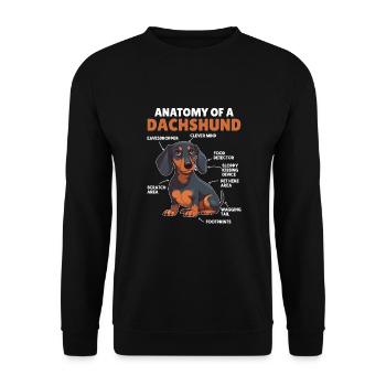 Dog Explanation Anatomy of a Dachshund - Unisex Sweatshirt - black - Front - Alina (178cm) & Michal (187cm)