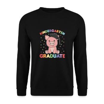Kids Kindergarten graduate Schwein Graduation - Unisex Pullover - Schwarz - Vorne - Alina (178cm) & Michal (187cm)