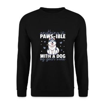 Chiens jeu de mots mignon husky - Sweat-shirt Unisexe - noir - Devant - Alina (178cm) & Michal (187cm)