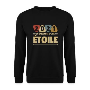 2021 date de naissance / anniversaire année 2021 - Sweat-shirt Unisexe - noir - Devant - Alina (178cm) & Michal (187cm)