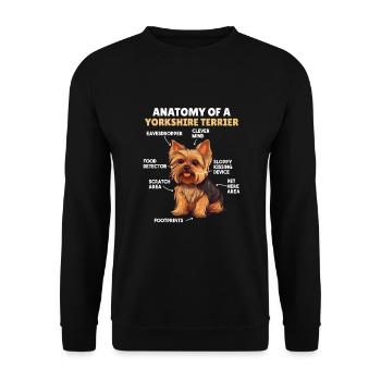 Dog explanation Anatomy of a Yorkshire Terrier - Unisex Sweatshirt - black - Front - Alina (178cm) & Michal (187cm)