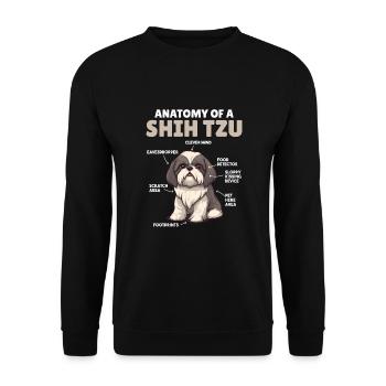 Explication du chien Anatomie d’un Shih Tzu - Sweat-shirt Unisexe - noir - Devant - Alina (178cm) & Michal (187cm)