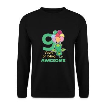 Drache zum 9. Geburtstag Kinder neun Jahre alt - Unisex Pullover - Schwarz - Vorne - Alina (178cm) & Michal (187cm)