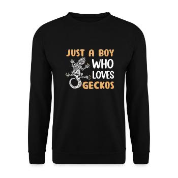 Juste un garçon qui aime Geckos Reptile Lizard Lover - Sweat-shirt Unisexe - noir - Devant - Alina (178cm) & Michal (187cm)