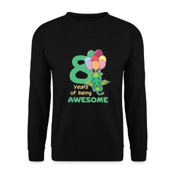 Drache zum 8. Geburtstag Kinder acht Jahre alt - Unisex Pullover - Schwarz - Vorne - Alina (178cm) & Michal (187cm)