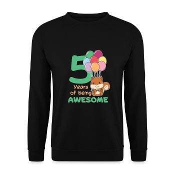 Squirrel for 5th birthday children five years - Unisex Sweatshirt - black - Front - Alina (178cm) & Michal (187cm)
