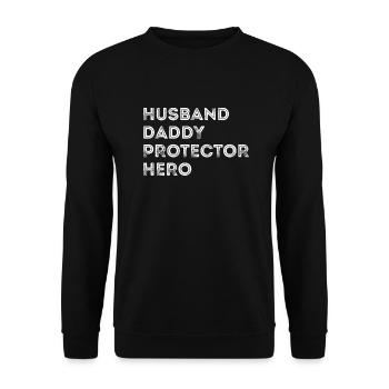 Homme Mari Papa Protecteur Héros Fête des pères Pour - Sweat-shirt Unisexe - noir - Devant - Alina (178cm) & Michal (187cm)