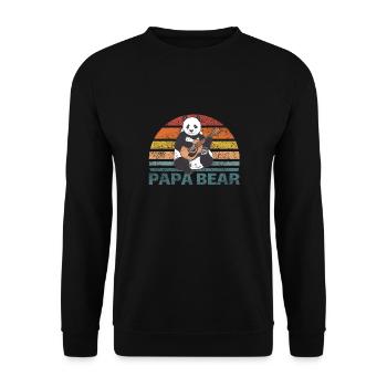 Papabear Vatertag bester Papa Panda mit Guitarre - Unisex Pullover - Schwarz - Vorne - Alina (178cm) & Michal (187cm)