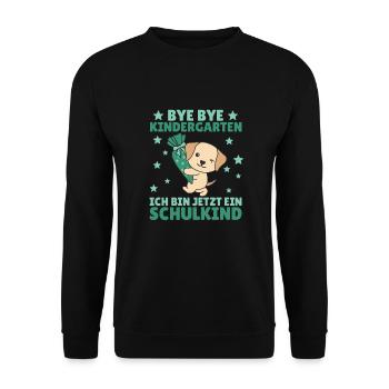 bye bye Kindergarten ich bin jetzt ein Schulkind - Unisex Pullover - Schwarz - Vorne - Alina (178cm) & Michal (187cm)
