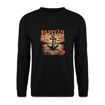 Papitän Vatertag bester Papa Anker - Unisex Pullover - Schwarz - Vorne - Alina (178cm) & Michal (187cm)