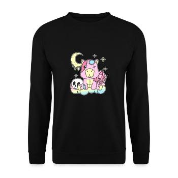 Kawaii Gothic Capybara Pastellfarben Gothic Goth - Unisex Pullover - Schwarz - Vorne - Alina (178cm) & Michal (187cm)