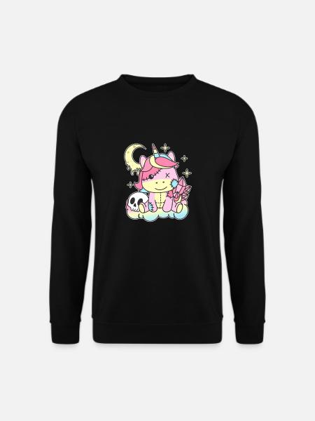 Kawaii Gothic Einhorn Pastellfarben Gothic Goth - Unisex Pullover - Schwarz