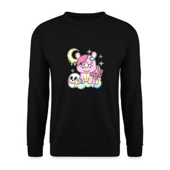 Kawaii Gothic Rhinoceros Pastel Gothic Goth - Unisex Sweatshirt - black - Front - Alina (178cm) & Michal (187cm)