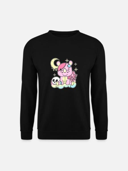 Kawaii Gothic Nashorn Pastellfarben Gothic Goth - Unisex Pullover - Schwarz