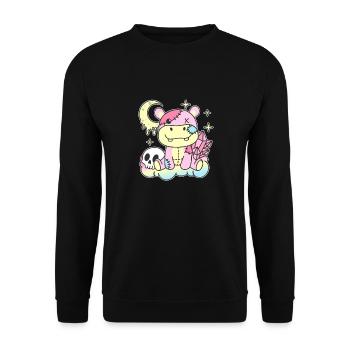 Kawaii Gothic Hippo Pastel Gothic Goth - Unisex Sweatshirt - black - Front - Alina (178cm) & Michal (187cm)