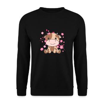 Cow cute animals for kids kawaii - Unisex Sweatshirt - black - Front - Alina (178cm) & Michal (187cm)
