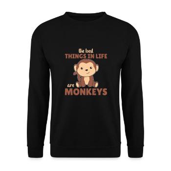 The best things in life are monkeys - cute monkey - Unisex Sweatshirt - black - Front - Alina (178cm) & Michal (187cm)