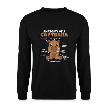 süßes Capybara Erklärung Anatomy of a Capybara - Unisex Pullover - Schwarz - Vorne - Alina (178cm) & Michal (187cm)