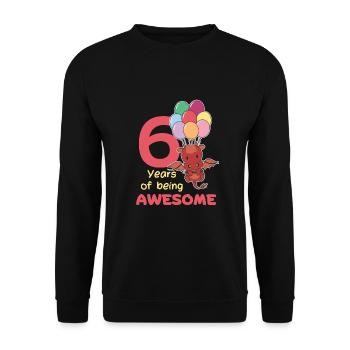 Drache zum 6. Geburtstag Kinder sechs Jahre alt - Unisex Pullover - Schwarz - Vorne - Alina (178cm) & Michal (187cm)