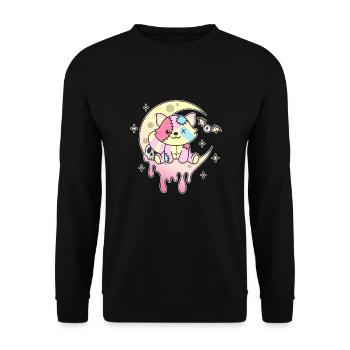 Kawaii Gothic Waschbär Pastellfarben Gothic - Unisex Pullover - Schwarz - Vorne - Alina (178cm) & Michal (187cm)