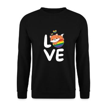 Rainbow Flag Pride LGBTQ Cute Fox Love - Unisex Sweatshirt - black - Front - Alina (178cm) & Michal (187cm)