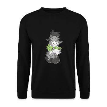 Agender Flag Pride LGBTQ Cute Axolotl Stack - Unisex Sweatshirt - black - Front - Alina (178cm) & Michal (187cm)