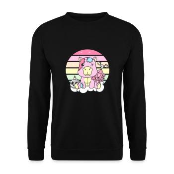 Kawaii Gothic Capybara Pastellfarben Gothic Goth - Unisex Pullover - Schwarz - Vorne - Alina (178cm) & Michal (187cm)