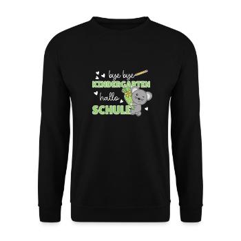bye bye Kindergarten hallo Schule Maus - Unisex Pullover - Schwarz - Vorne - Alina (178cm) & Michal (187cm)