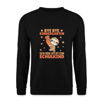 bye bye Kindergarten ich bin jetzt ein Schulkind - Unisex Pullover - Schwarz - Vorne - Alina (178cm) & Michal (187cm)