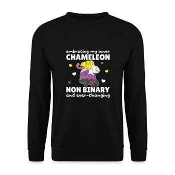 Nonbinary Chameleon Flag Pride LGBTQ Non Binary - Unisex Sweatshirt - black - Front - Alina (178cm) & Michal (187cm)