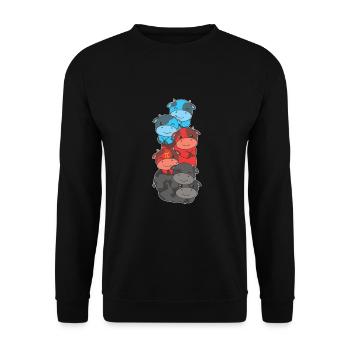 Polyamory Flag Gay Pride LGBTQ Kuh Turm - Unisex Pullover - Schwarz - Vorne - Alina (178cm) & Michal (187cm)
