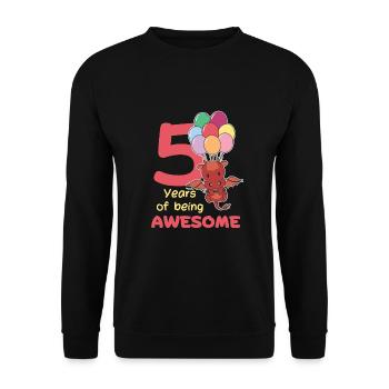 Drache zum 5. Geburtstag Kinder fünf Jahre alt - Unisex Pullover - Schwarz - Vorne - Alina (178cm) & Michal (187cm)