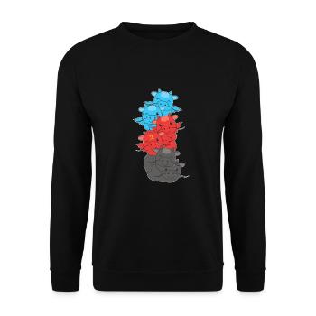 Polyamory Flag Gay Pride LGBTQ Drachen Turm - Unisex Pullover - Schwarz - Vorne - Alina (178cm) & Michal (187cm)